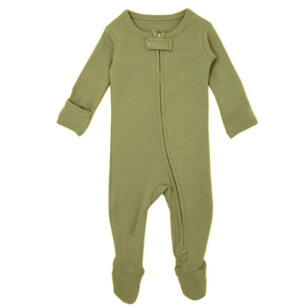 L’oved baby Organic Zipper Footie in Sage